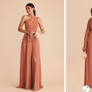 Elegant One-Shoulder Maxi Dress in Terracotta chiffon